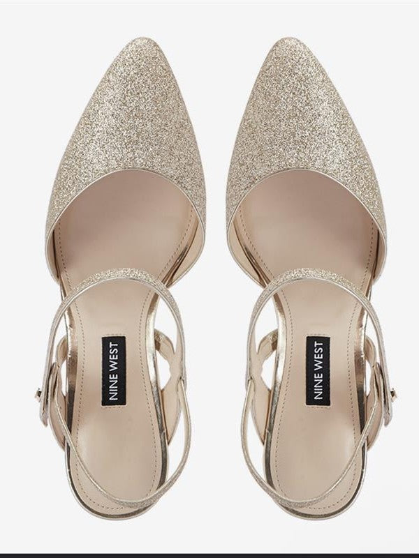 Gold Nine West Heels, 8.5