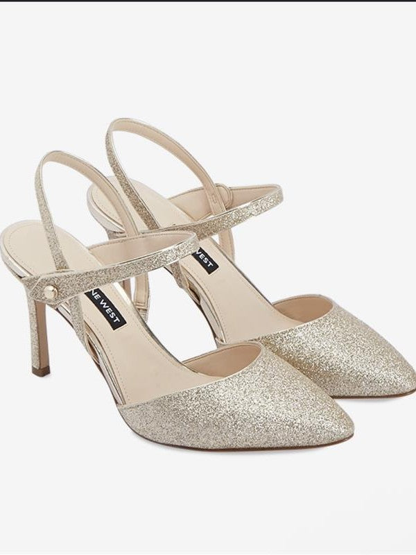 Gold Nine West Heels, 8.5