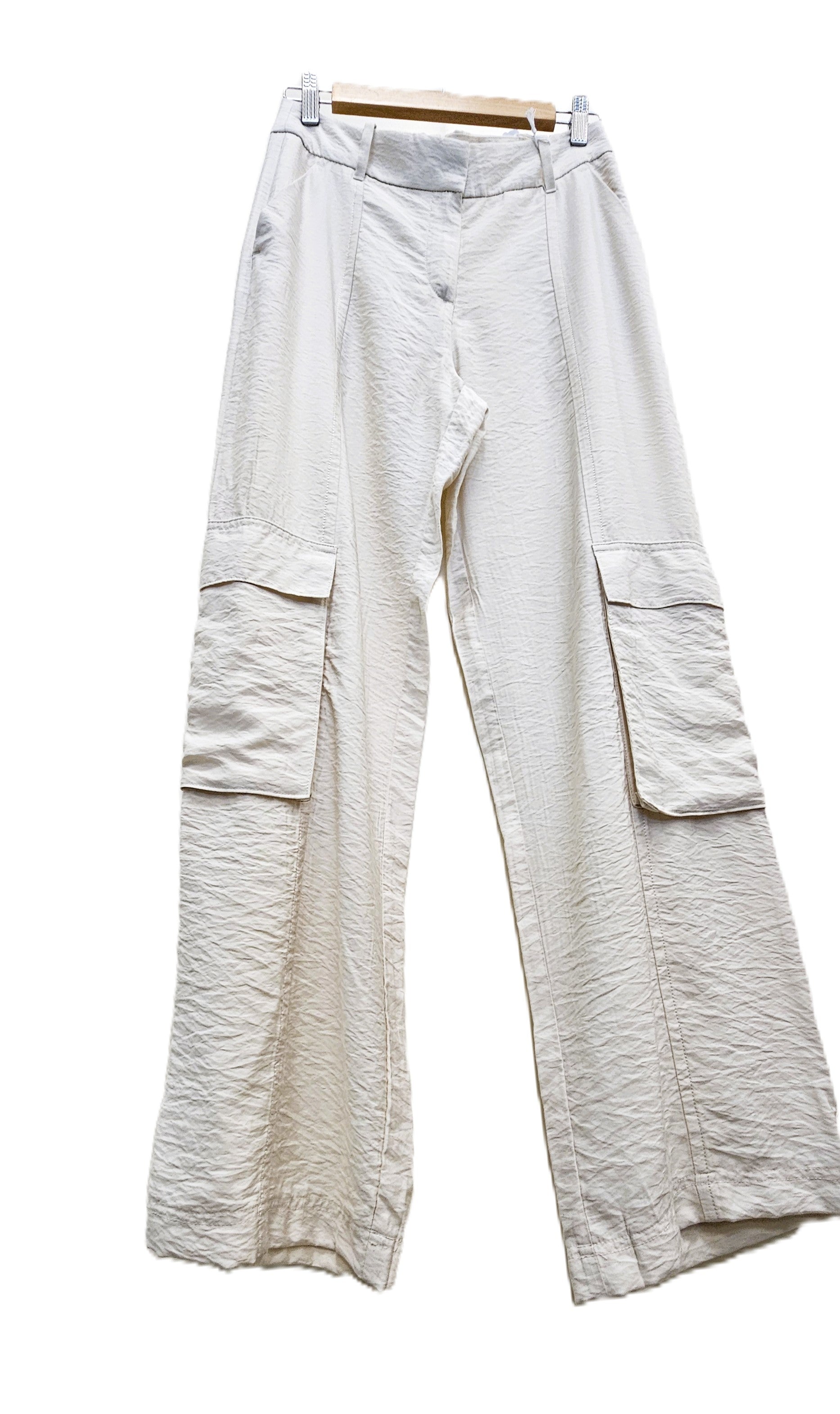 H&M Silk Cargo Pants Cream Sz 4