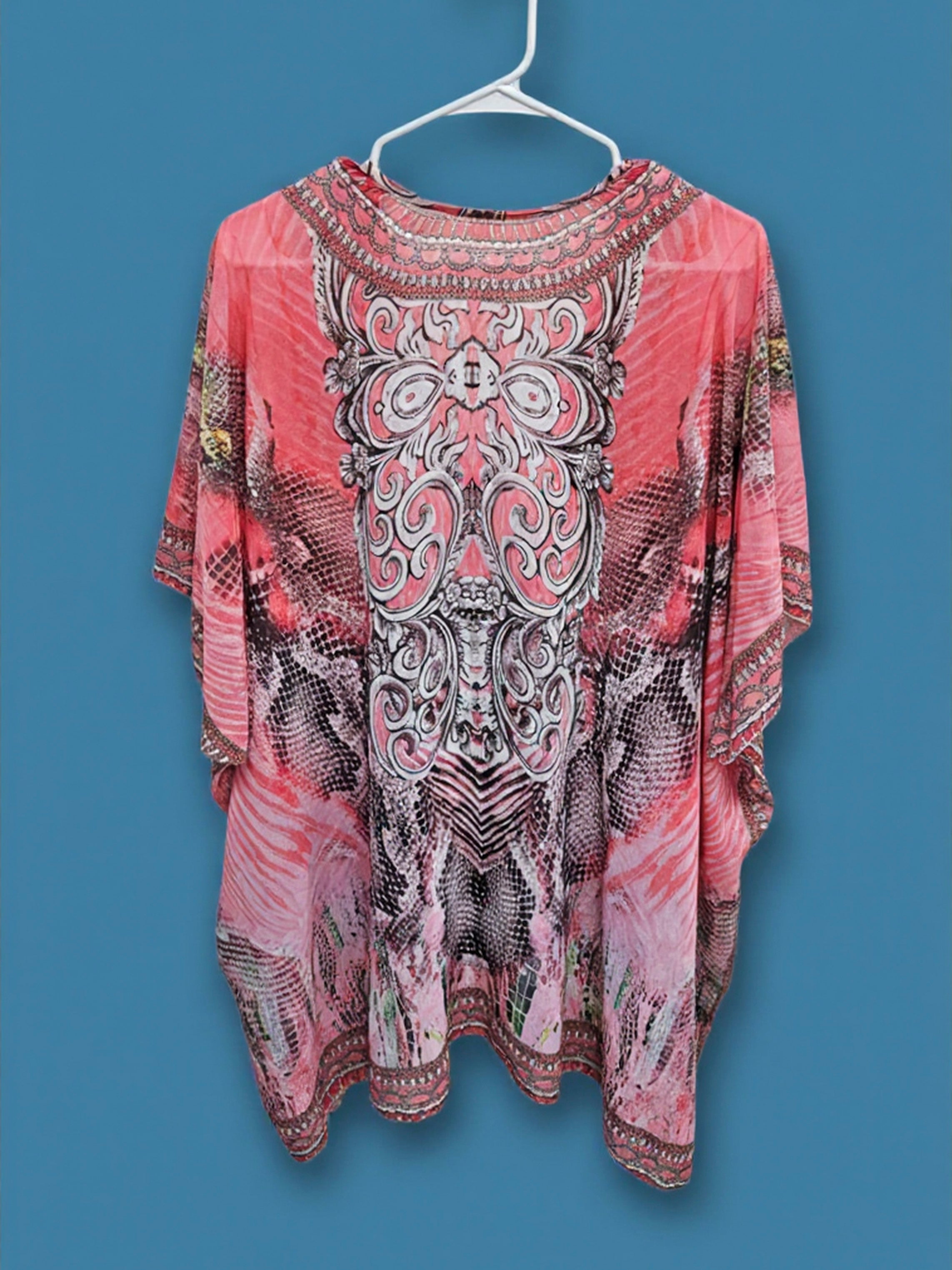 Print  Beach cover up, O/S
