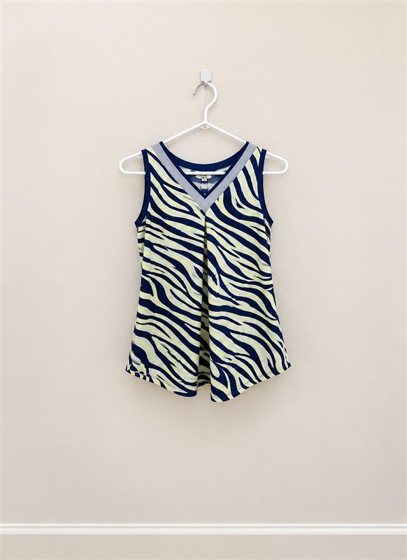 Blue/Yellow Tail Top, S